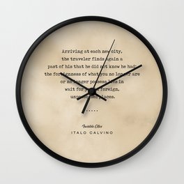 Italo Calvino Quote 01 - Typewriter Quote on Old Paper - Minimalist Literary Print Wall Clock
