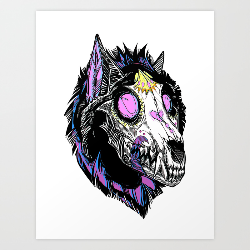 Hypnotic Wolf Skull Art Print By Aorax Society6