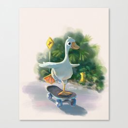 Goose on a Skateboard Canvas Print