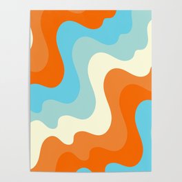 Vintage Summer Palette Mid-Century Minimalist Waves Abstract Art Poster