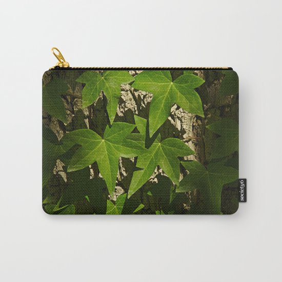 Sunny ivy leafs on a tree bark Carry-All Pouch