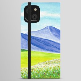 Sunny Floral Valley Watercolor Art iPhone Wallet Case