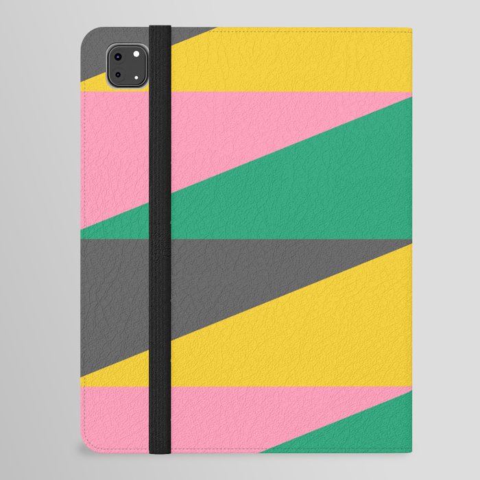 Triangles in Pink Green and Yellow iPad Folio Case