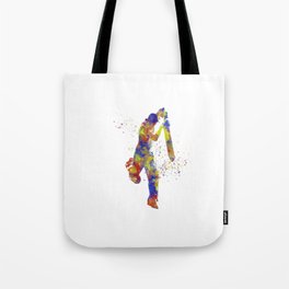 Watercolor cricket player Tote Bag