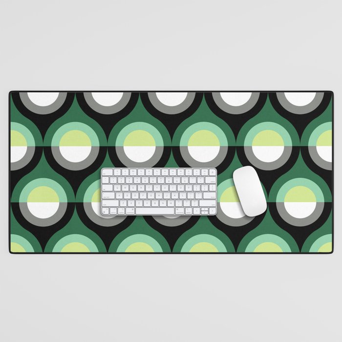 Mid-Century Teardrop Geometric Pattern - Forest Colors Desk Mat