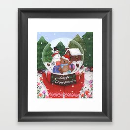 snowball christmas card Framed Art Print
